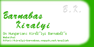 barnabas kiralyi business card